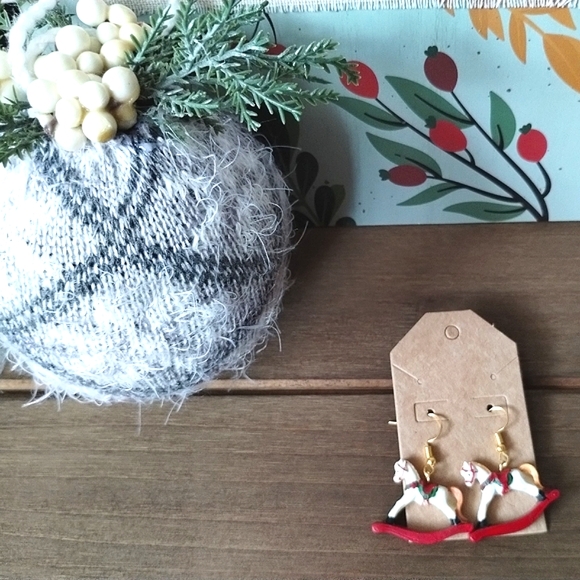 New Christmas Rocking Horse Earrings - Picture 7 of 16